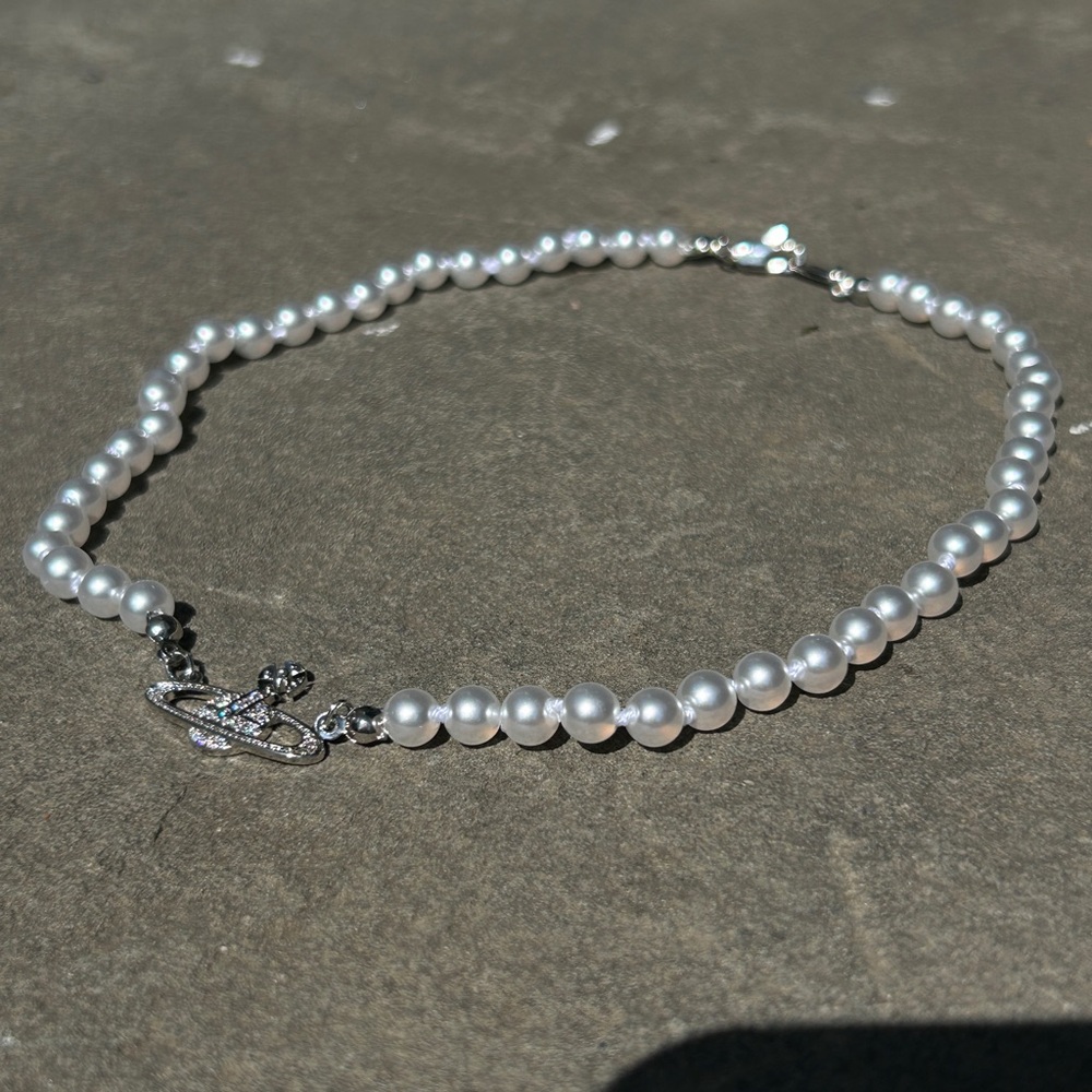 Vivienne Westwood Silver Pearl Necklace